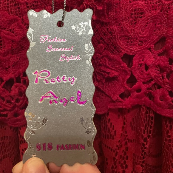 NWT. Red Lace short - mini dress in Medium. - Picture 2 of 7